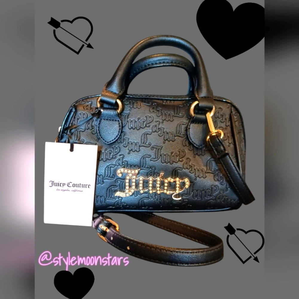 NWT Juicy Couture Black Liquorice Semi Charmed Handbag With Adjustable Strap